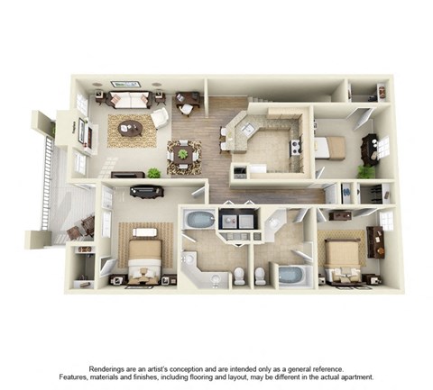 3 bed 2 bath B at SaddleBrook Apartments, Dallas, TX, 75248